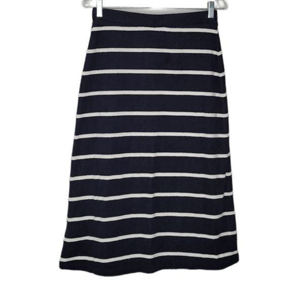 Club Monaco Navy & White Striped Pull-on A-line Terry Toweling Skirt NEW Small - Picture 3 of 7